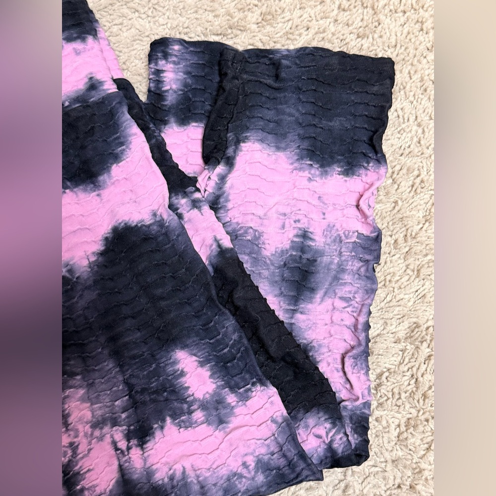 Booty by Brabants Pink Black Tie Dye Textured Leggings EUC S - Picture 8 of 8